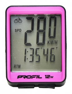cyklocomputer PROFIL 12W bezdrátový černo-růžový